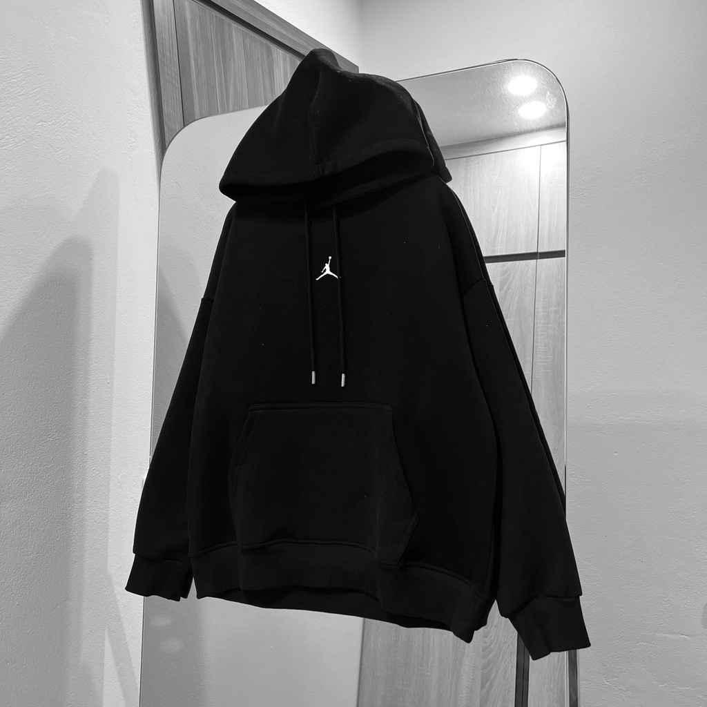 ẢNH THẬT-Áo hoodie nỉ bông đen dày đẹp, form rộng rớt vai đẹp unisex ulzzang