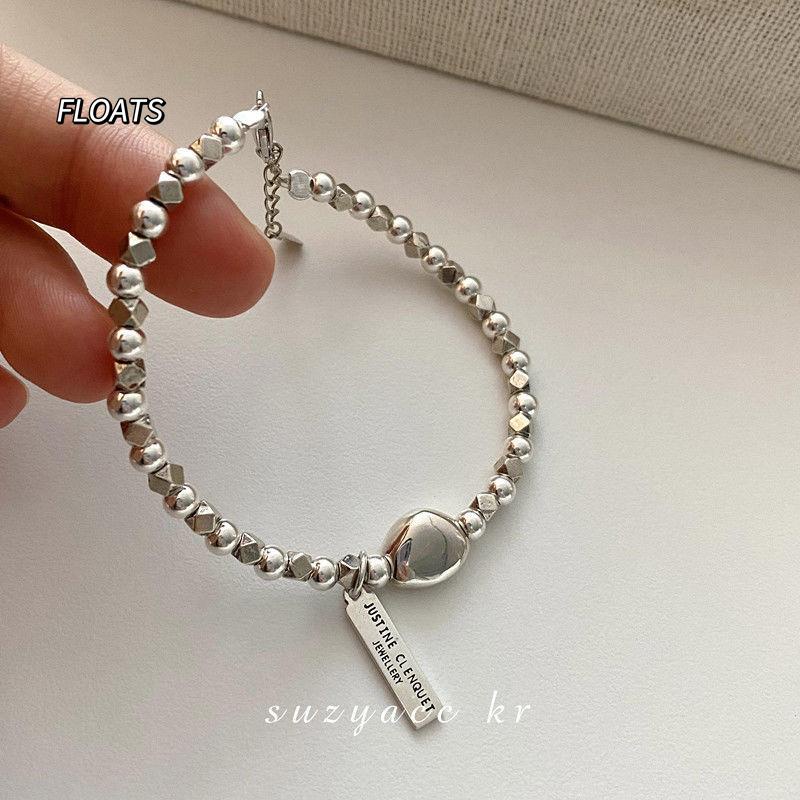 Xiaohongshu Vòng Tay Hai Lớp Xỏ Hạt Màu Bạc Nhẹ Thiết Kế In Chữ Phong Cách Hàn Quốc Sang Trọng Dành Cho Bạn Gái