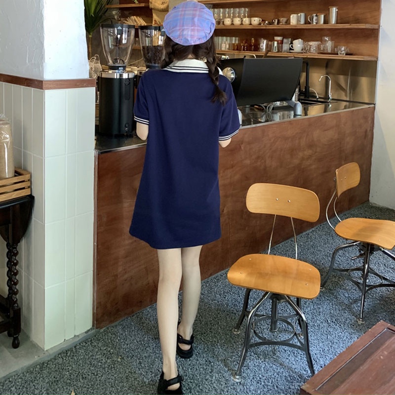 Đầm thể thao XINLANYASHE vải thun màu tương phản đơn giản thời trang trẻ trung dành cho nữ