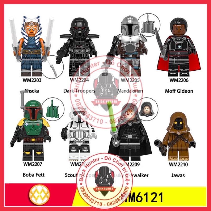 WM6121 minifigures Star Wars mô hình nhân vật phim chiến tranh giữa các vì sao : chiến binh Maldalorian Boba Fett Ahsoka