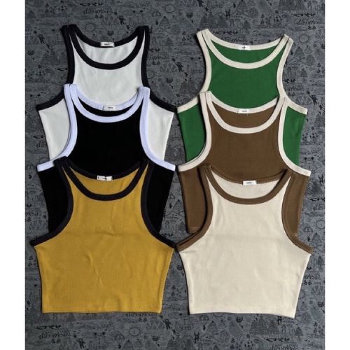 Áo thun crotop nữ , áo thun Crotop viền thời trang trend nhiều màu , Áo dáng ngăn chất thun gân Chely_fashion
