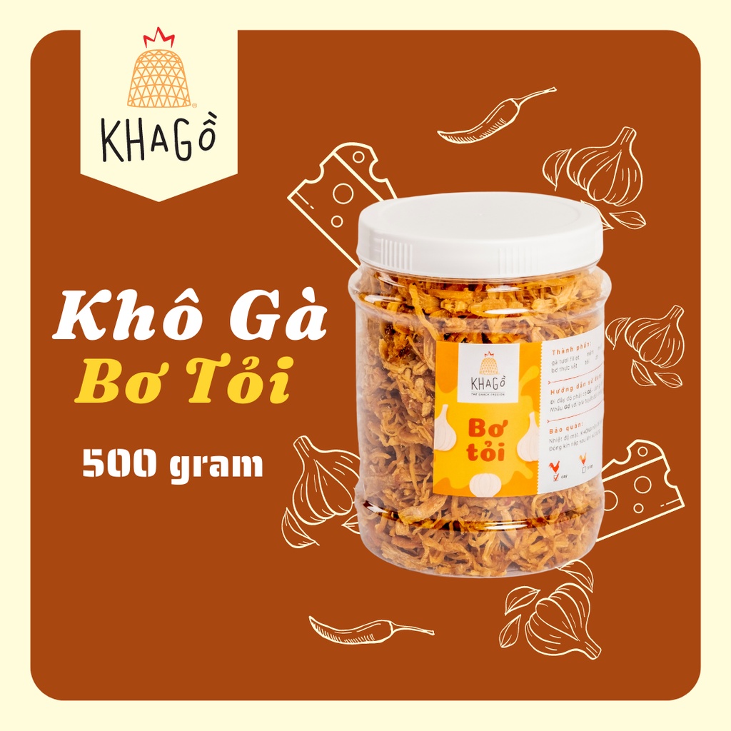 KHÔ GÀ BƠ TỎI 500gr | Ăn Vặt Văn Phòng, Du Lịch, Tết, Sài Gòn Ngon | KHA GỒ