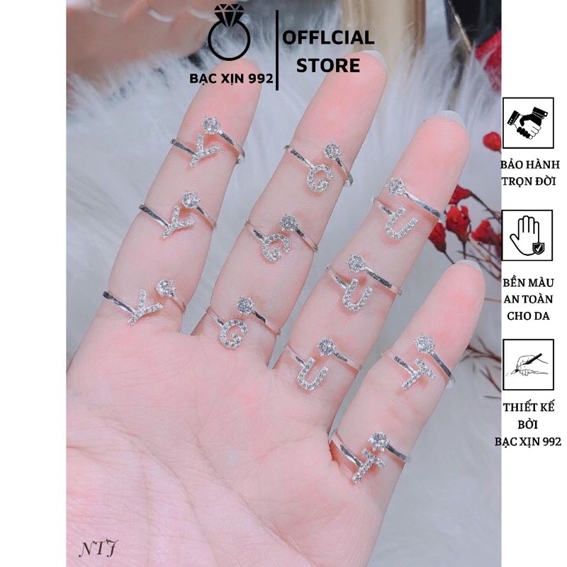 Nhẫn Chữ Cái bạc, nhẫn đủ các chữ, nhẫn bạc nữ