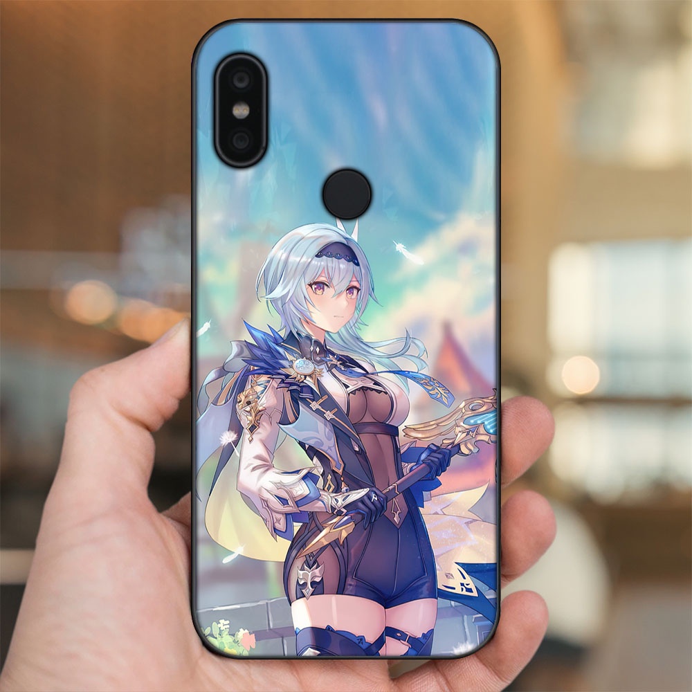 Ốp lưng Xiaomi Redmi Note 6 Pro viền đen in hình Eula Genshin Impact