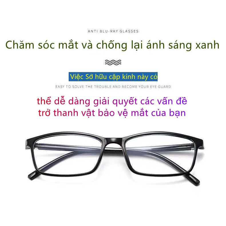 Mắt Kính cận vuông nam nữ chống ánh sáng xanh Gọng kính đen và tím chống tia UV chống cận bảo vệ mắt Thời Trang Hàn Quốc