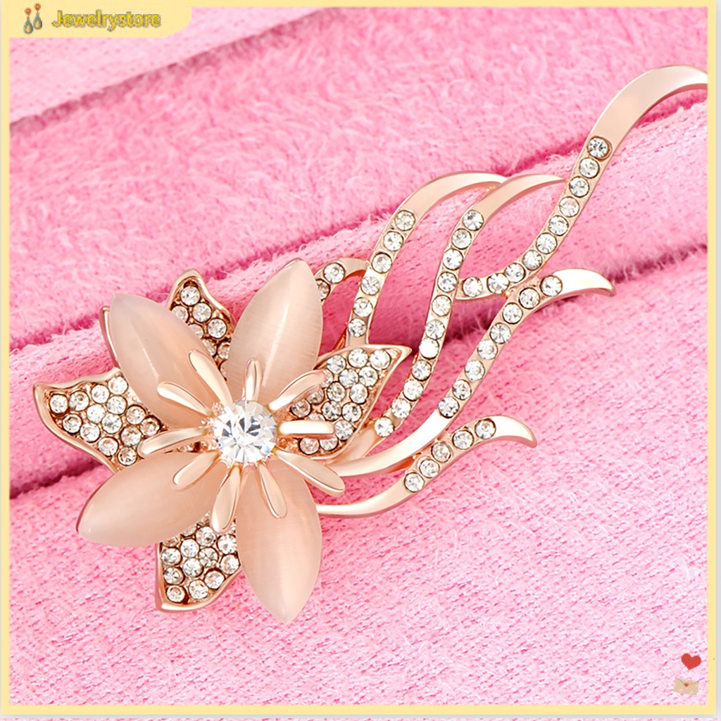 Trâm cài áo thiết kế hình bông hoa đính đá thời trang dành cho nữ