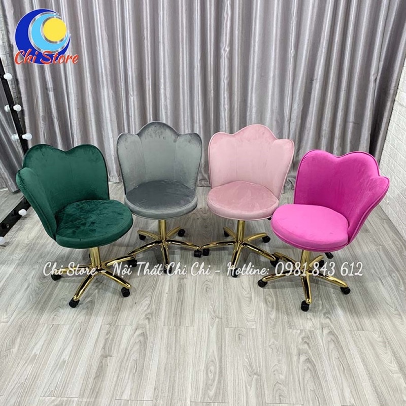 Ghế Phun Xăm Cánh Sen Bọc Nỉ Sang Chảnh, Ghế Ngồi Makeup, Quầy Bar Giá Rẻ Hàng Đẹp