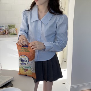kumivn áo sơ mi tay bồng cổ V