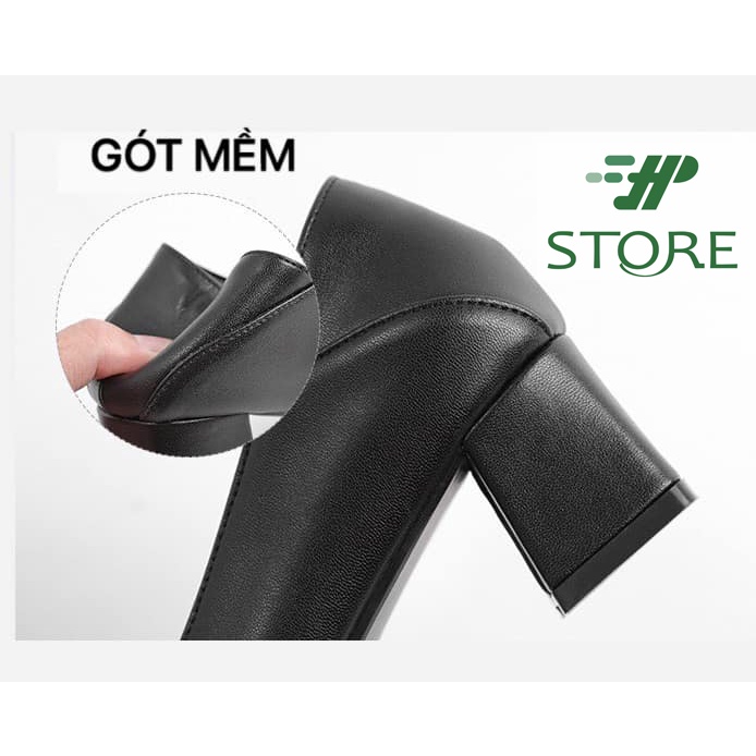 Giày Mũi Vuông  Cao Gót Công Sở Văn Phòng Nữ Tiếp Viên Hàng Không Gót Vuông HP STORE