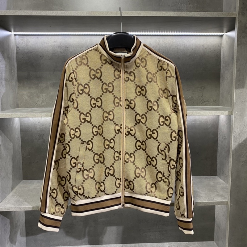 Áo khoác bò gucci vân chìm chữ to phối viền tay siêu chất, áo khoác nam cổ cao bo dệt thêu vân thời trang 22253-5658