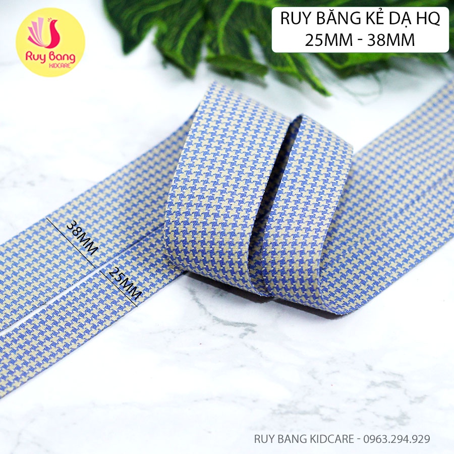 Ruy băng kẻ dạ HQ RB2235 dùng làm nơ cài áo, kẹp tóc...