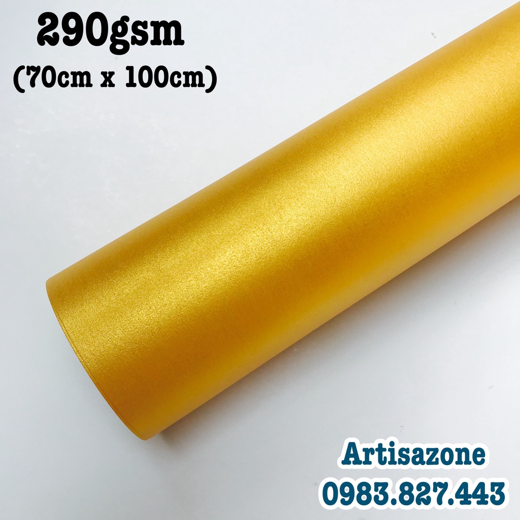 Giấy mỹ thuật màu vàng ánh kim - Kích thước: 70cm x 100cm  - Set 05 tờ
