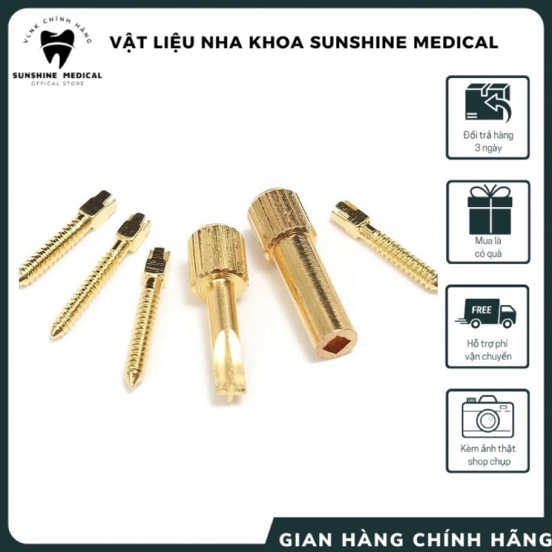Hộp 120 chốt kim loại nha khoa, chốt kim loại dental, chốt kim loại vàng chất lượng cao hàng chính hãng Dental
