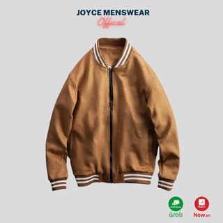 Áo khoác da lộn bomber cổ viền