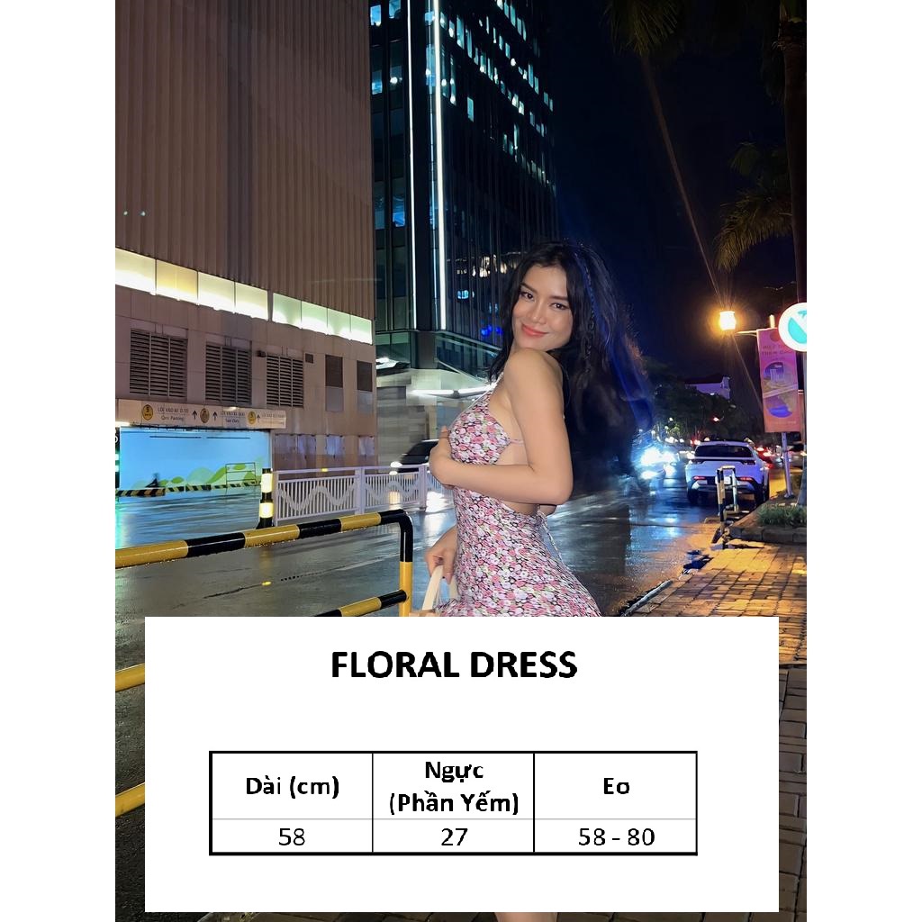 Đầm Floral Dress - Tặng kèm áo khoác cardigan croptop