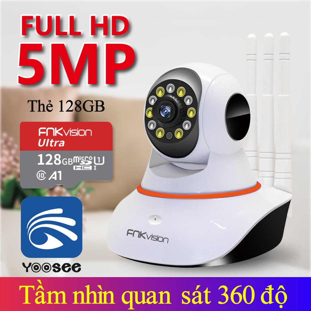 CAMERA IP WIFI YOOSEE 11 LED FNKvision 5.0Mpx Full HD  New 2023 - QUAY ĐÊM CÓ MÀU - XOAY 360 ĐỘ - THEO DÕI CHUYỂN ĐỘNG