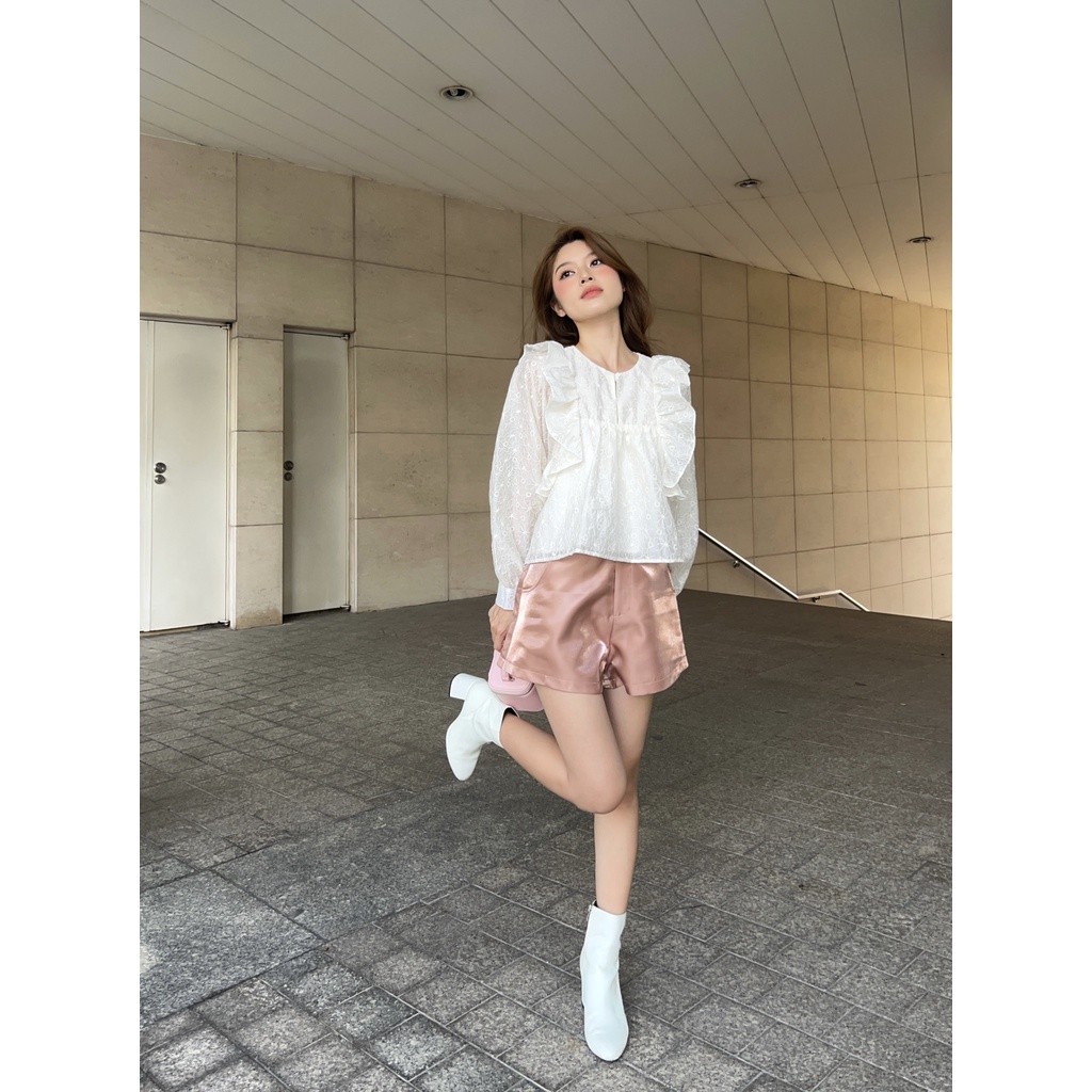 Quần ngắn trơn chất tafta bóng PLAIN SHORTS