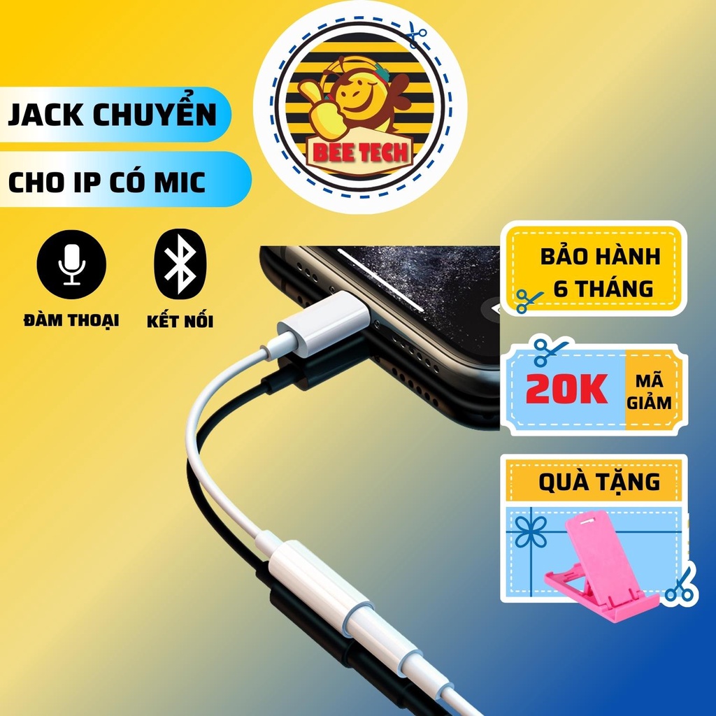 Jack Chuyển Đổi BEETECH BTJ06 Có Mic Chuyển Chân Sạc Dẹt Thành Chân Tai Nghe 3.5mm