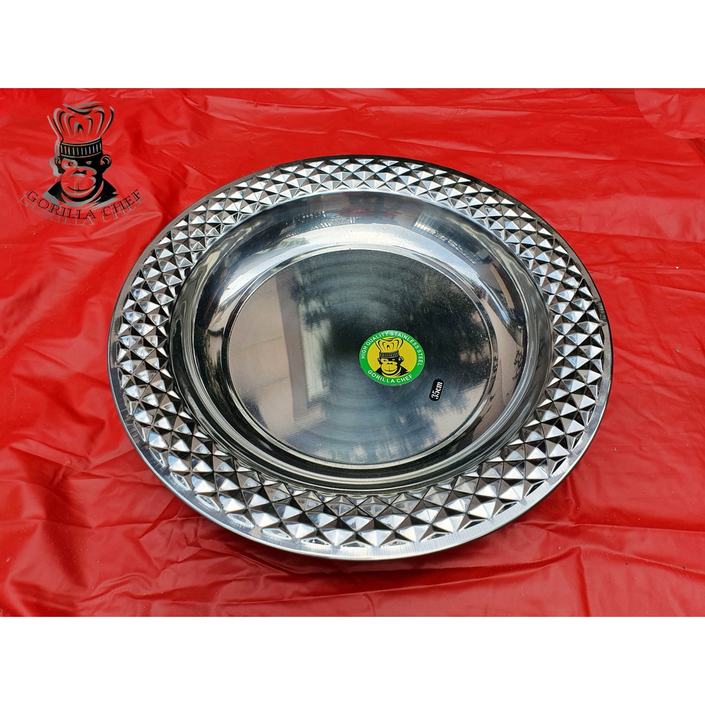 đĩa, dĩa inox tròn viền kim cương Gorilla chef cao cấp (5 kích thước)