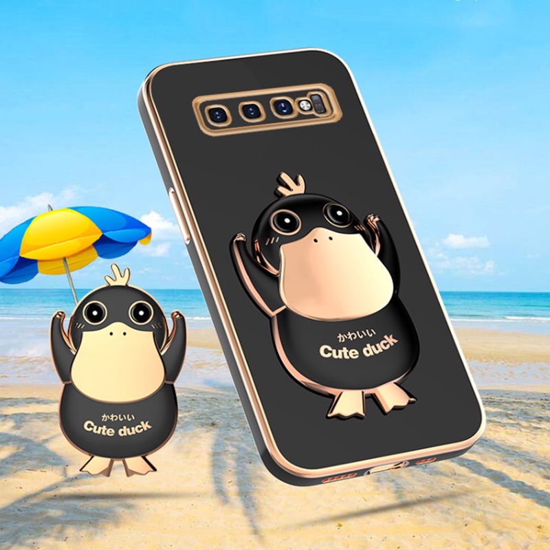 Ốp Điện Thoại Có Giá Đỡ Hình Vịt 3D Thời Trang Cho Samsung Galaxy S10 S9 Plus S10e Note 9 8 S10 Lite