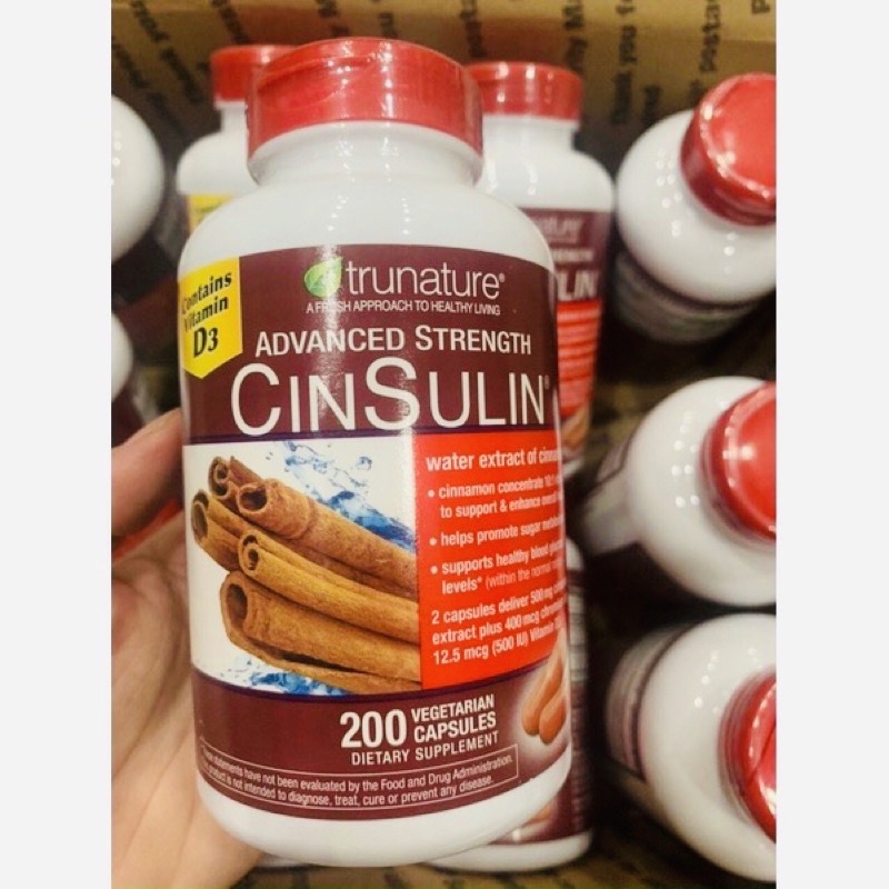 Viên uống hỗ trợ tiểu đường Trunature Advanced Strength Cinsulin 200viên