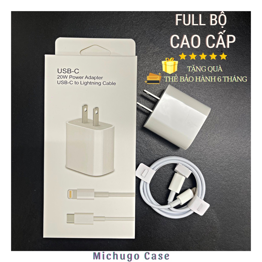 (Siêu Cao Cấp) Bộ Sạc Nhanh Full Hộp PD 20W Cho IP8/X/11/12/13 USB-C To ,Cáp + Củ Sạc Nhanh