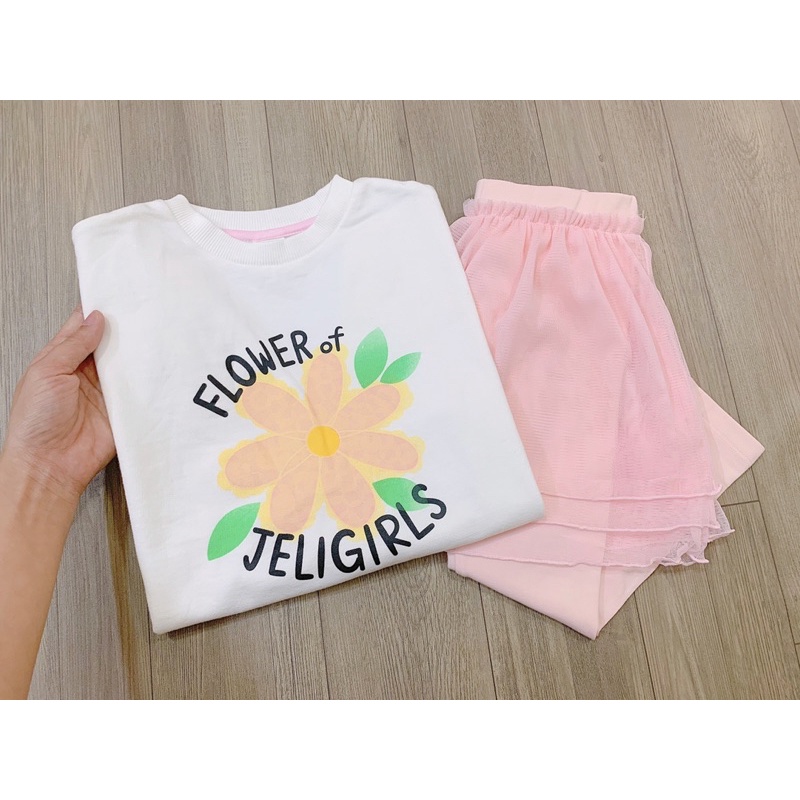 Áo Nỉ Bé Gái Kèm Váy Jelispoon Dư Xịn, Set Bộ Nỉ Bé Gái size 100-150