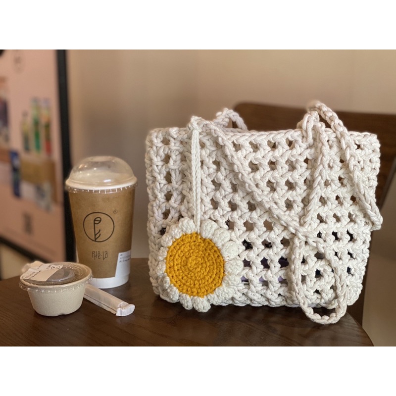 Túi lưới basic handmade - Shoppingbag ♥️ tặng kèm charm hoa cúc