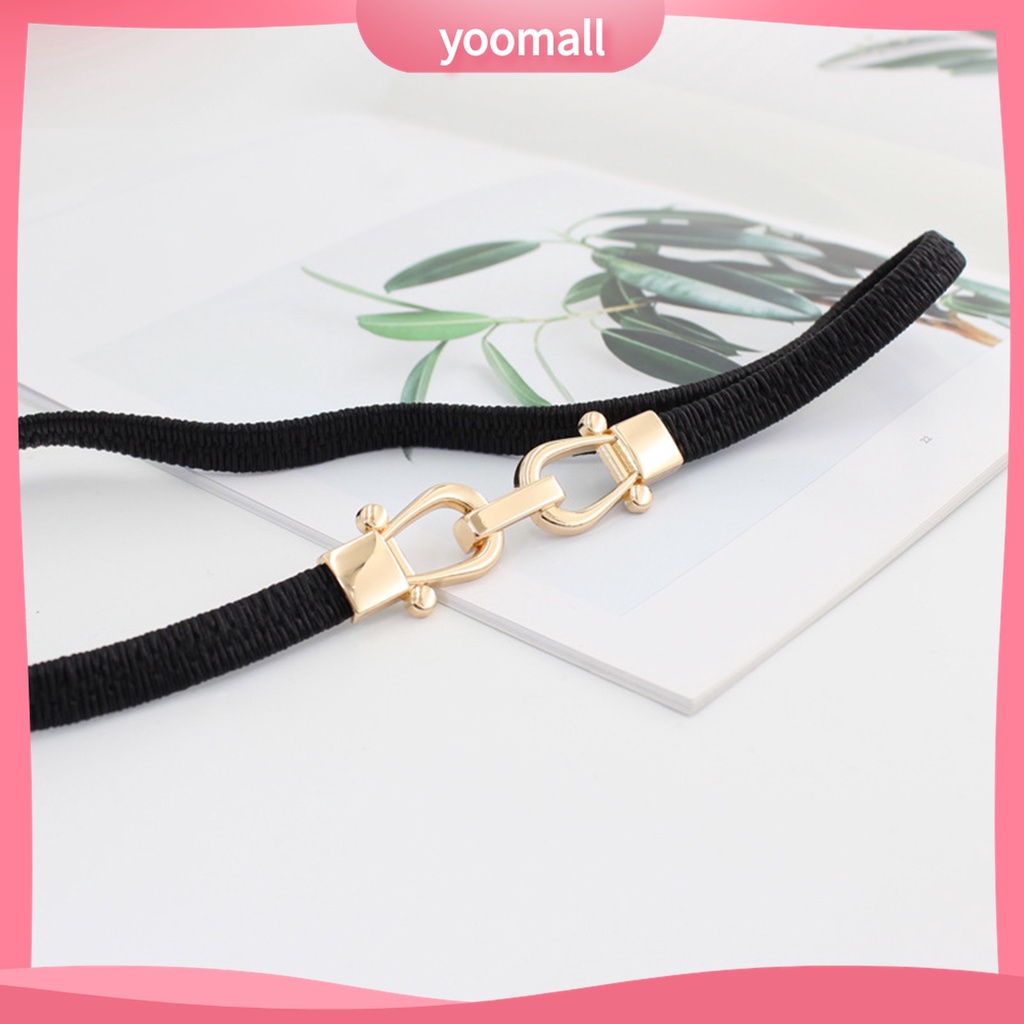 Thắt Lưng Giả Da Bản Nhỏ Co Giãn Khóa Kim Loại Chống Mài Mòn Thời Trang Cho Nữ
