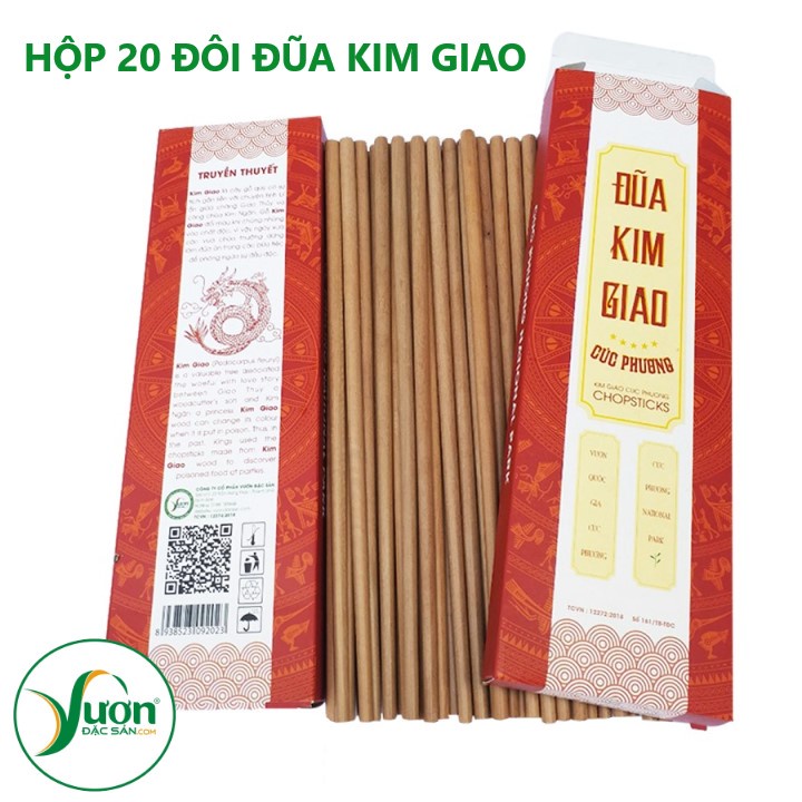 Hộp 20 Đôi Đũa gỗ Kim Giao (Dài 27cm) GỖ QUÝ thẳng không cong vênh không nấm mốc càng dùng càng đẹp - giadunggiare.vn