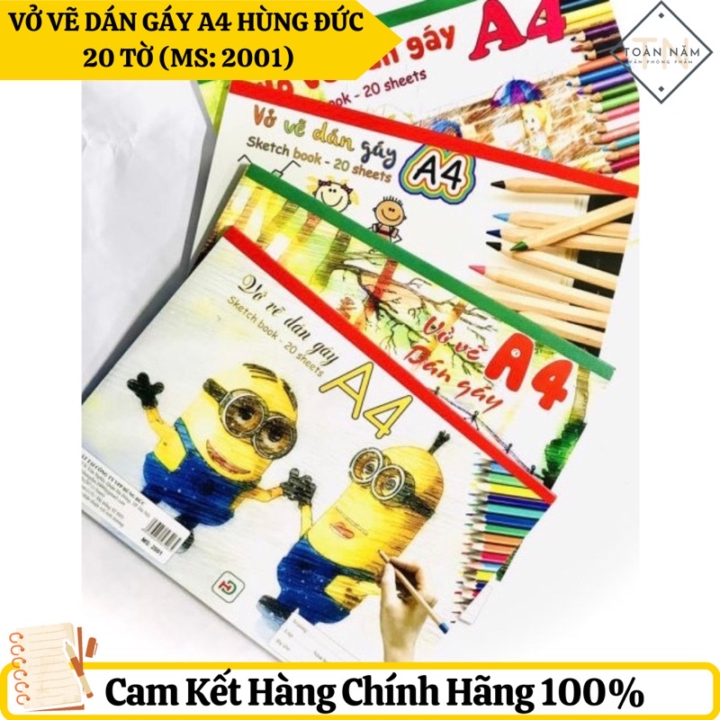 VỞ VẼ DÁN GÁY A4 HÙNG ĐỨC  20 TỜ
