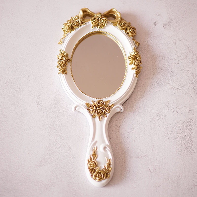 Gương trang điểm cầm tay 10MK phong cách hoàng gia châu Âu cổ điển