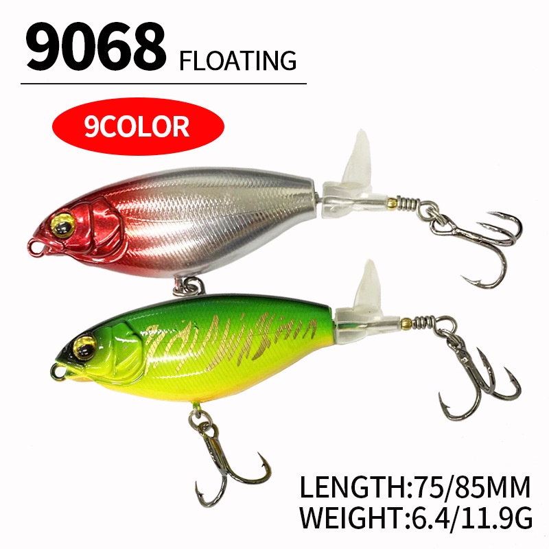 Mồi câu cá giả xoay trên mặt nước mắt 3d 8.5cm/ 11.9g -7.5cm/ 6.4g