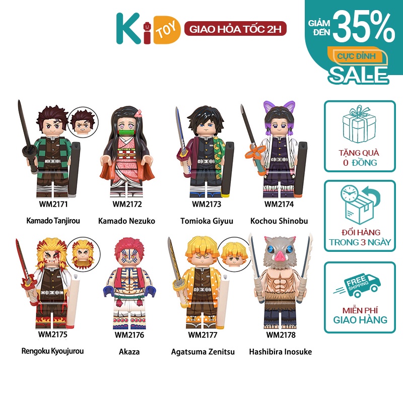 Lego kimetsu no yaiba thanh gươm diệt quỷ demon slayer minifigures đồ chơi cho bé trai lắp ráp nhựa ABS an toàn Kidtoy