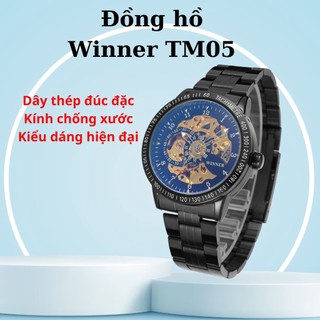 Đồng hồ cơ nam Winner TM 5-Đồng hồ Cơ Lộ máy nam Winner Sang trọng-ây thép đúc đặc không gỉ-Mặt chống xước