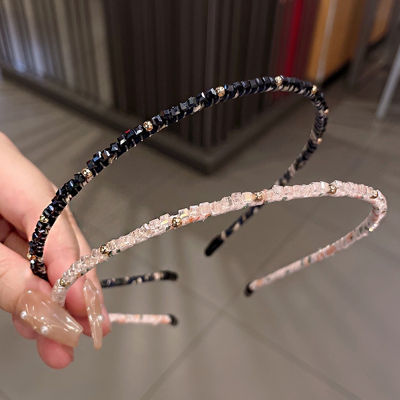 Băng Đô Cài Tóc Đính Pha Lê Siêu Mỏng Rửa Mặt Thời Trang Hàn Quốc Cho Nữ