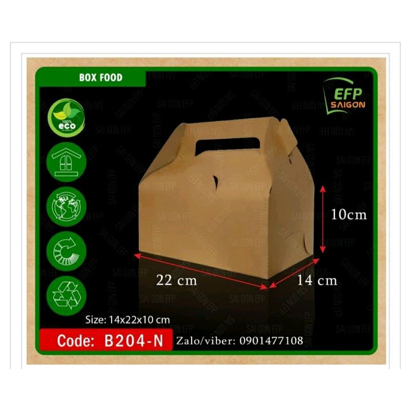set 10 hộp giấy kraft có quai kích thước 22x14x10 cm