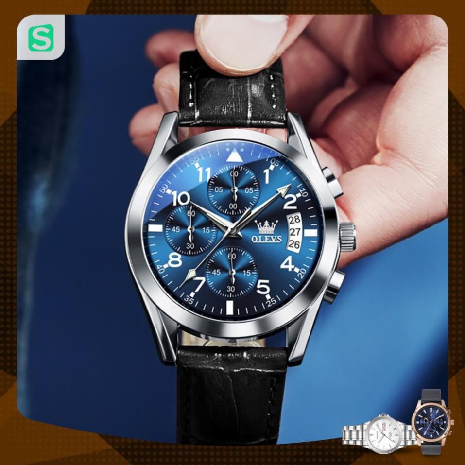 Đồng hồ nam chính hãng OLEVS 2878 dây da bò Chống thấm nước sâu hiệu ứng phát sáng