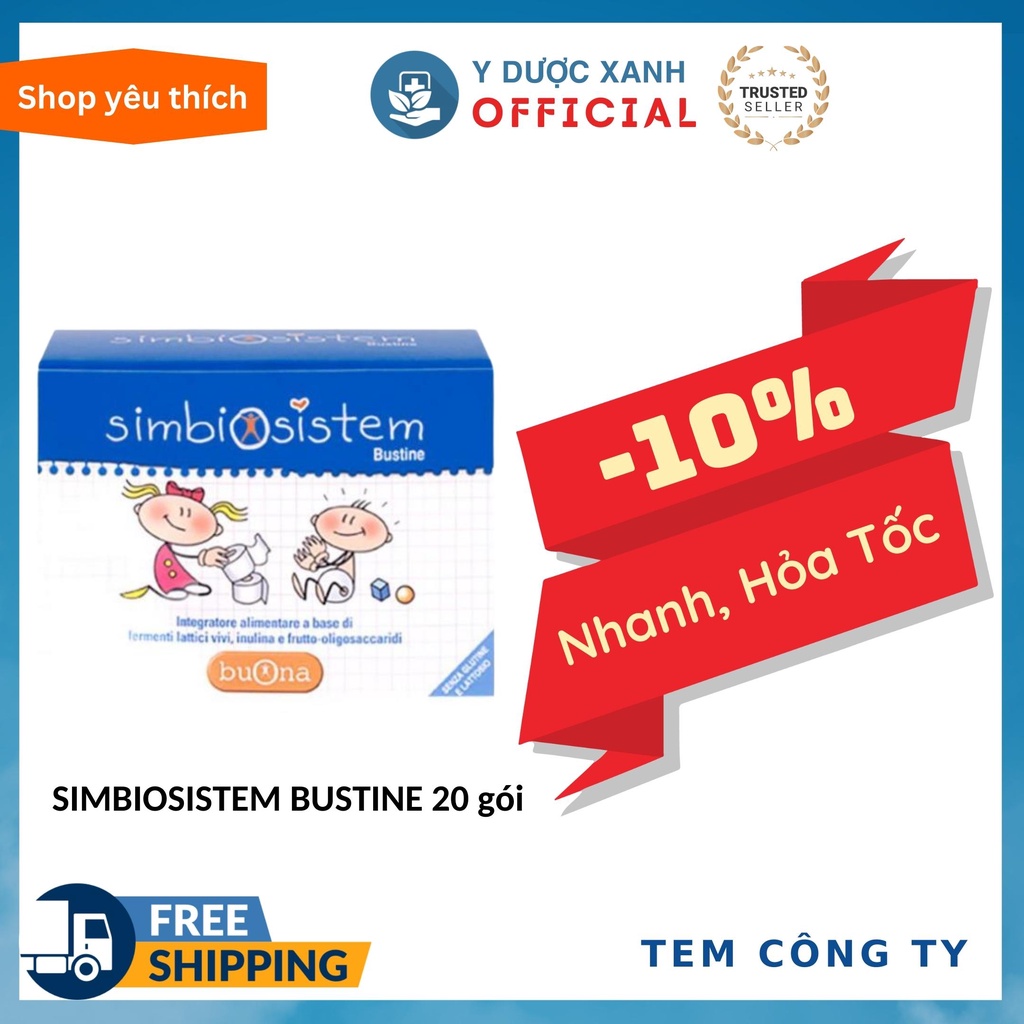 SIMBIOSISTEM BUSTINE 20 gói, Men vi sinh chống táo bón cho bé - Y Dược Xanh