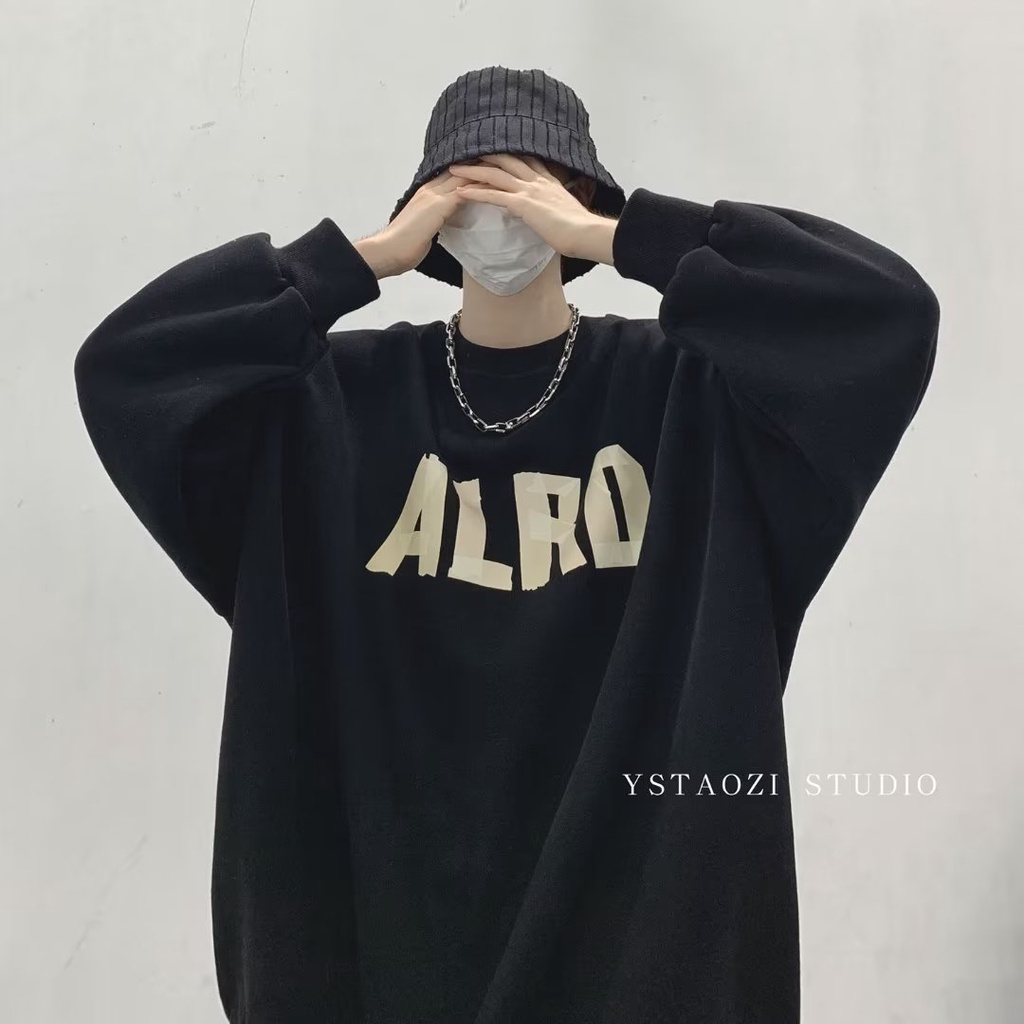 Sinransinya Áo Nỉ Nam Dài Tay Cổ Tròn Form Rộng Thời Trang