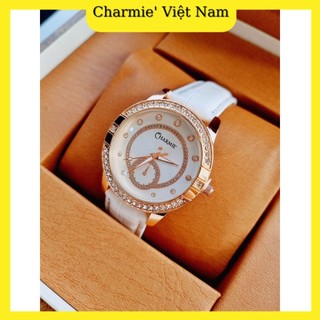 Đồng hồ nữ dây da thương hiệu charmie' cdhd02tr-tr màu trăng
