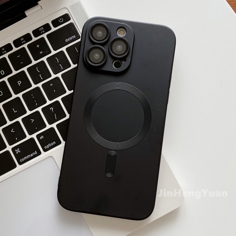 Ốp Điện Thoại Silicone Mềm Dạng Nhám Kèm Móc Xỏ Ngón Nam Châm Cho IPhone 14 13 12 Pro Max 14 Plus