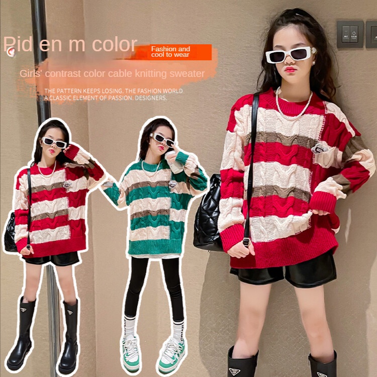 Áo Sweater Tay Dài Phong Cách Hàn Quốc Thời Trang Mùa Đông Cho Bé Gái 5-6 Tuổi 6-7 Tuổi 7-8 Tuổi 8-9 Tuổi 9-10 Tuổi Giày Thời Trang Cho Bé 10-11 - 12 Tuổi 12-13 - 13-14 Tuổi