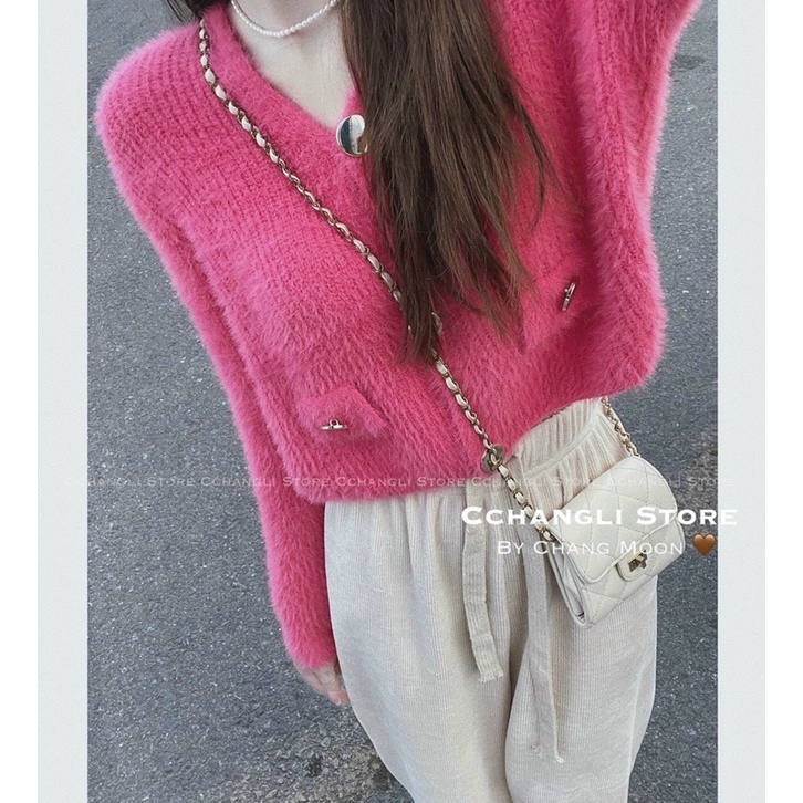 ÁO LEN LÔNG GÀI NÚT CỔ TIM 2 NẮP TÚI