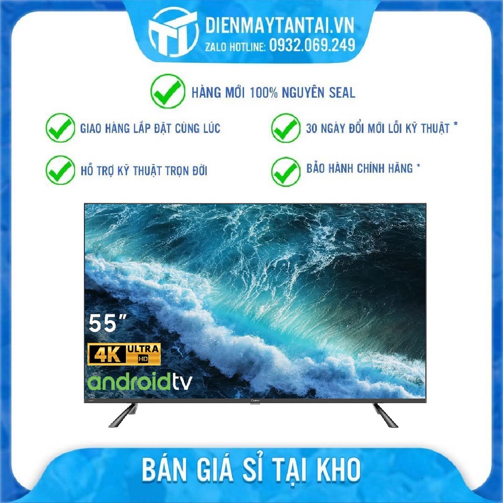 Smart Tivi Casper 4K 55 inch 55UG6100 Mới 2021 Hệ điều hành Android 9.0,Remote thông minh - giao hàng miễn phí HCM