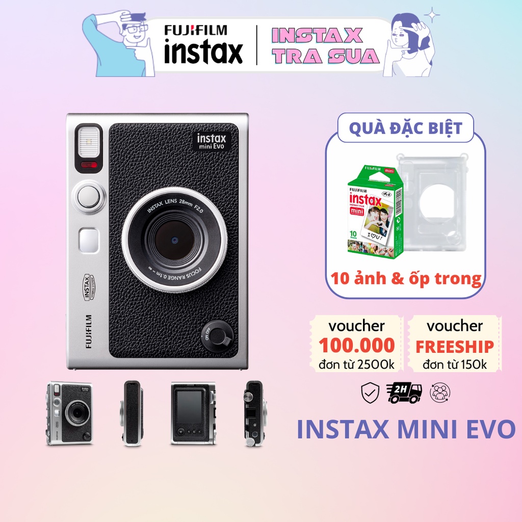 FUJIFILM Instax Mini Evo - MÁY ẢNH IN LẤY LIỀN 3 TRONG 1 - Chính Hãng - Bảo hành 1 năm - Tặng kèm 10 film