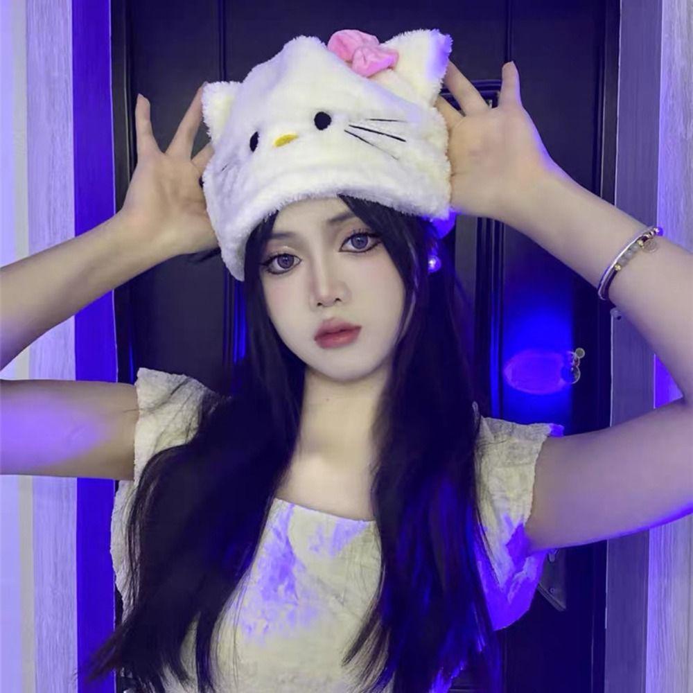Mũ Lông Mèo Lấp Lánh Mềm Mại Ấm Áp Chống Gió Thời Trang Mùa Đông Cho Nữ