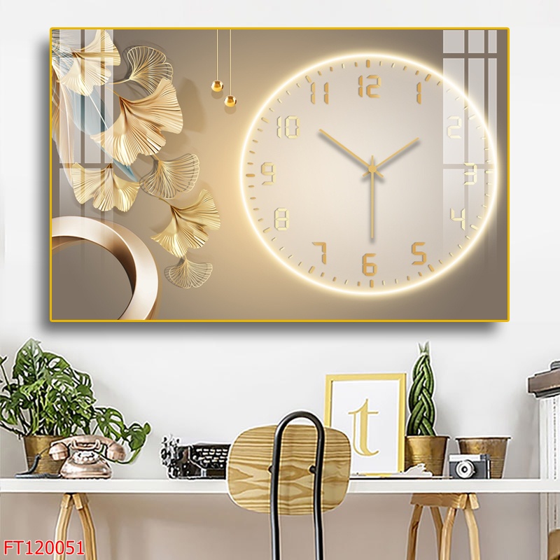 Tranh đồng hồ tráng gương- Bức ngang 01