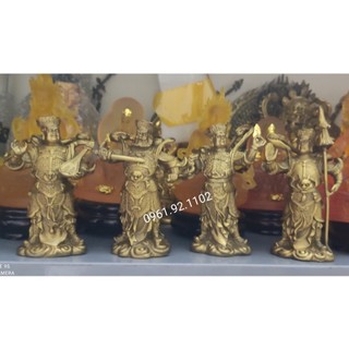 Tứ đại thiên vương thiên tướng bằng đồng Tượng đồng tứ đại thiên vương thiên tướng cao 12cm cả bộ 1.5kg bằng đồng