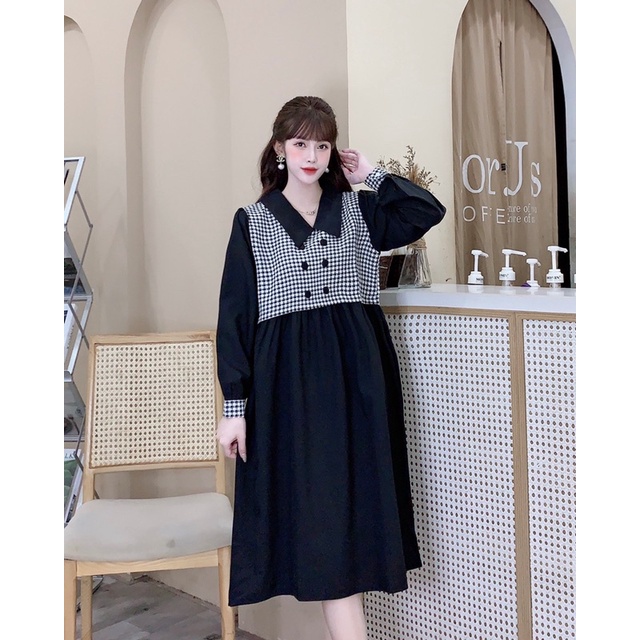 Váy Bầu cách điệu ,dài tay ,dáng baggydol Hàng loại 1 phù hợp mặc mùa thu đông ,freesize 43-68kg #7